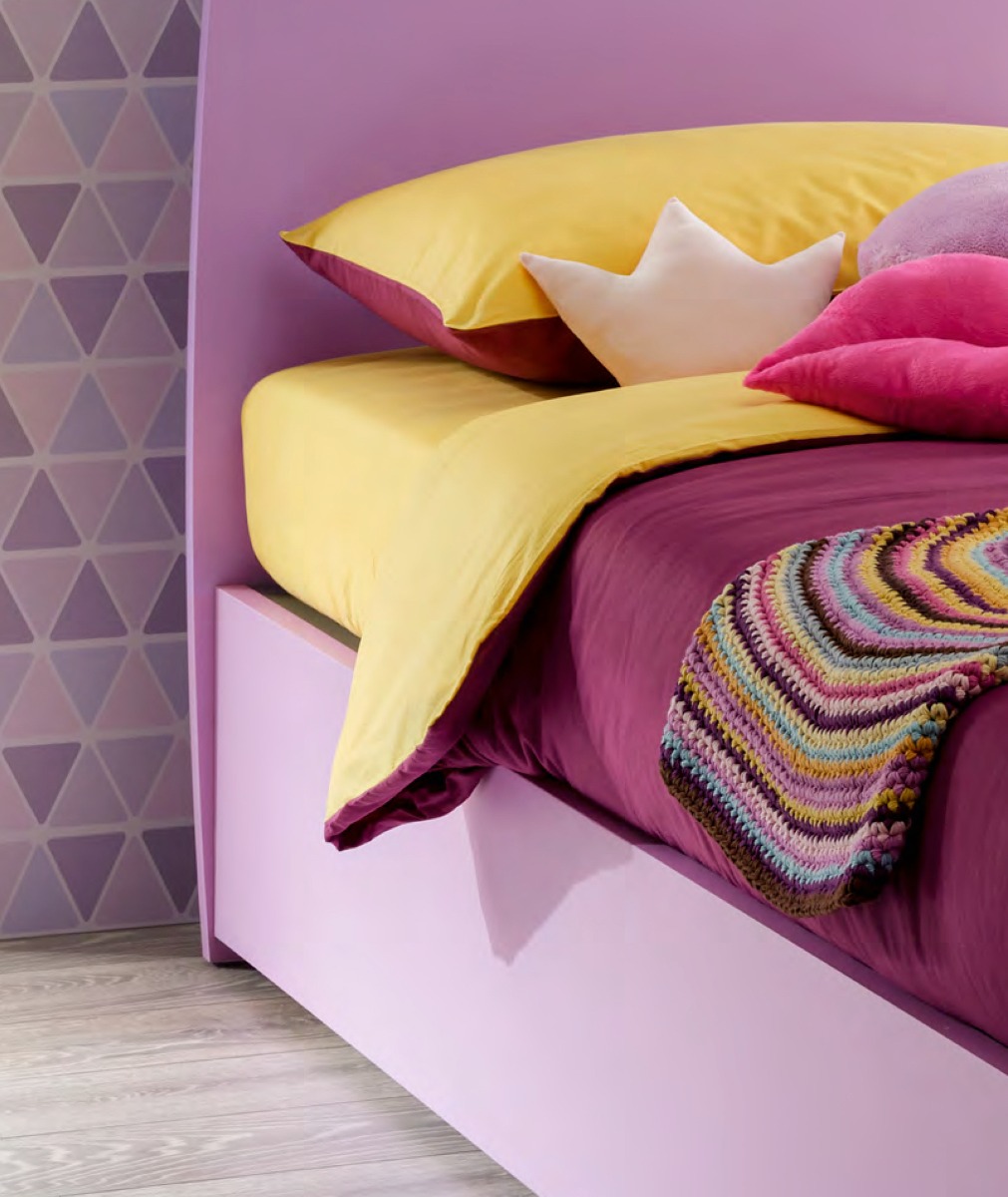 Letto singolo Celine con cassettoni in finitura Lilla, Moretti Compact