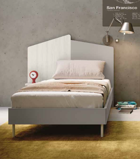 Letto singolo per ragazzi in Bianco altea e Grigio seta