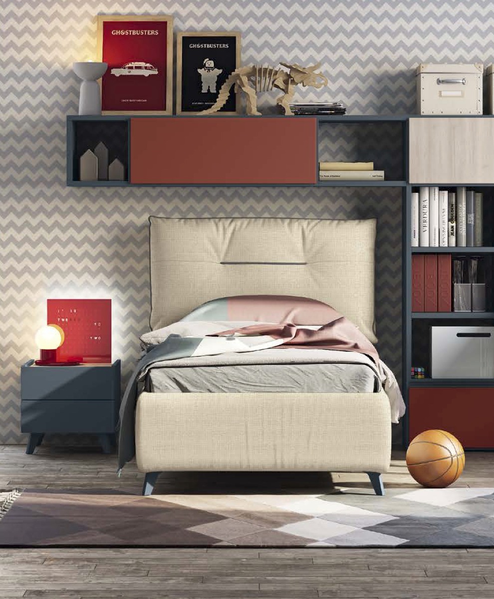 Letto singolo con cuscino in tessuto Desert