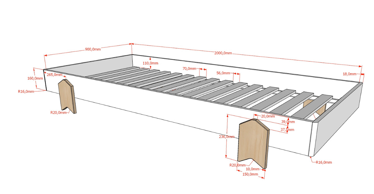 Letto singolo sommier per camerette, sovrapponibile, disponibili 2 colorazioni