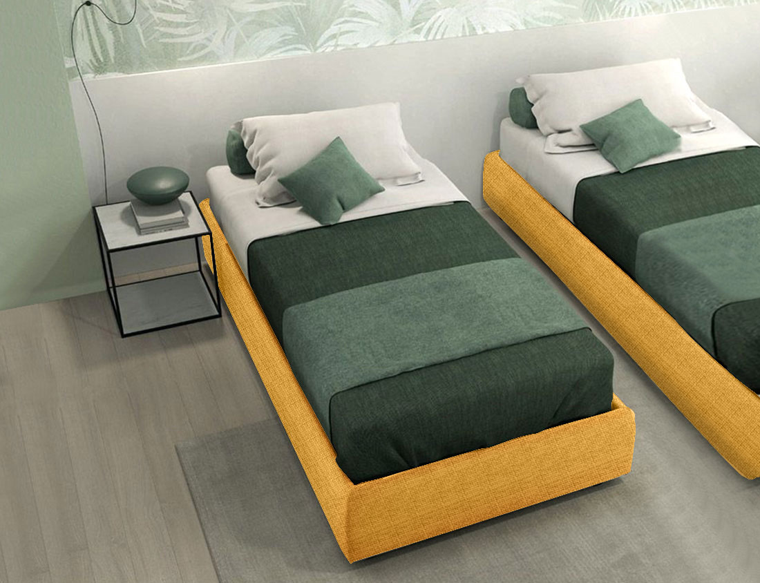 Letto singolo Kant senza testata in finitura Zafferano