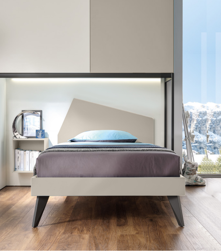 Letto singolo Iceberg per ragazzi Moretti Compact, Tortora