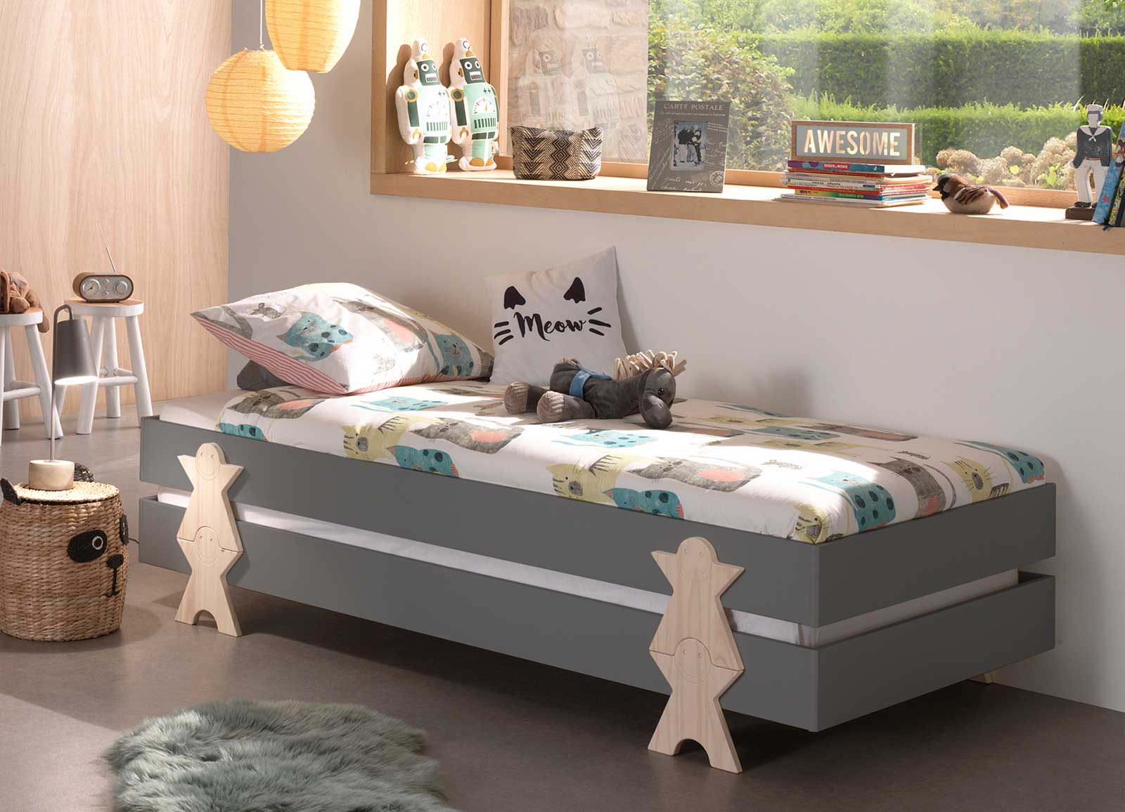 Letto singolo sommier sovrapponibile, disponibili 2 colorazioni