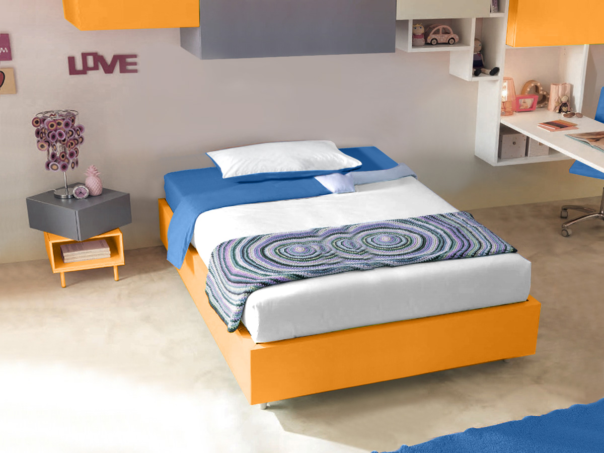 Letto alla francese sommier Moretti Compact, finitura Mandarino