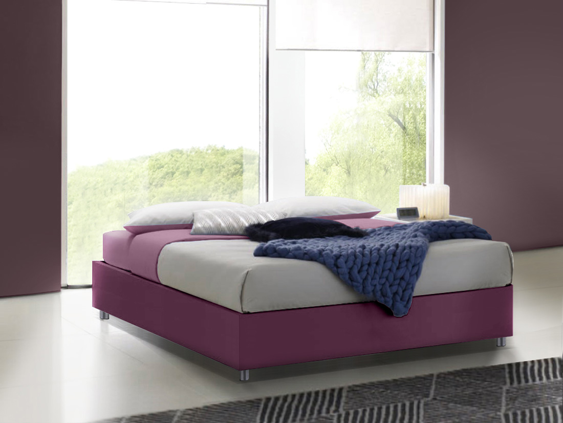 Letto king size sommier, finitura Lampone