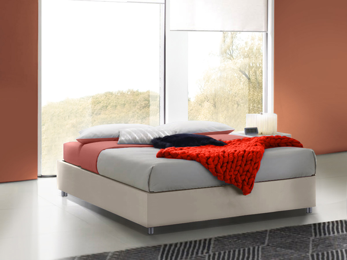 Letto king size senza testata, finitura Tortora
