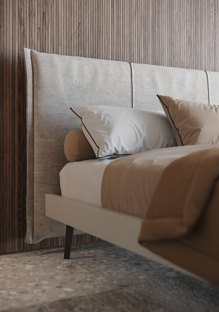 letto matrimoniale testata imbottita