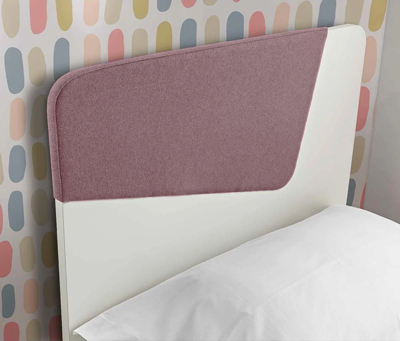 Letto singolo Ginger con  in finitura Bianco frassino e tessuto Violetta