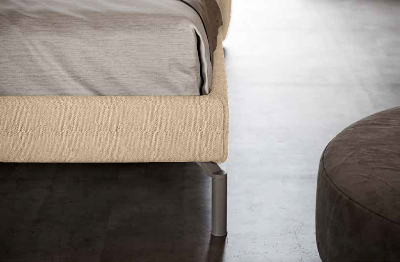 Letto matrimoniale Panna, king size, testata retrofinita