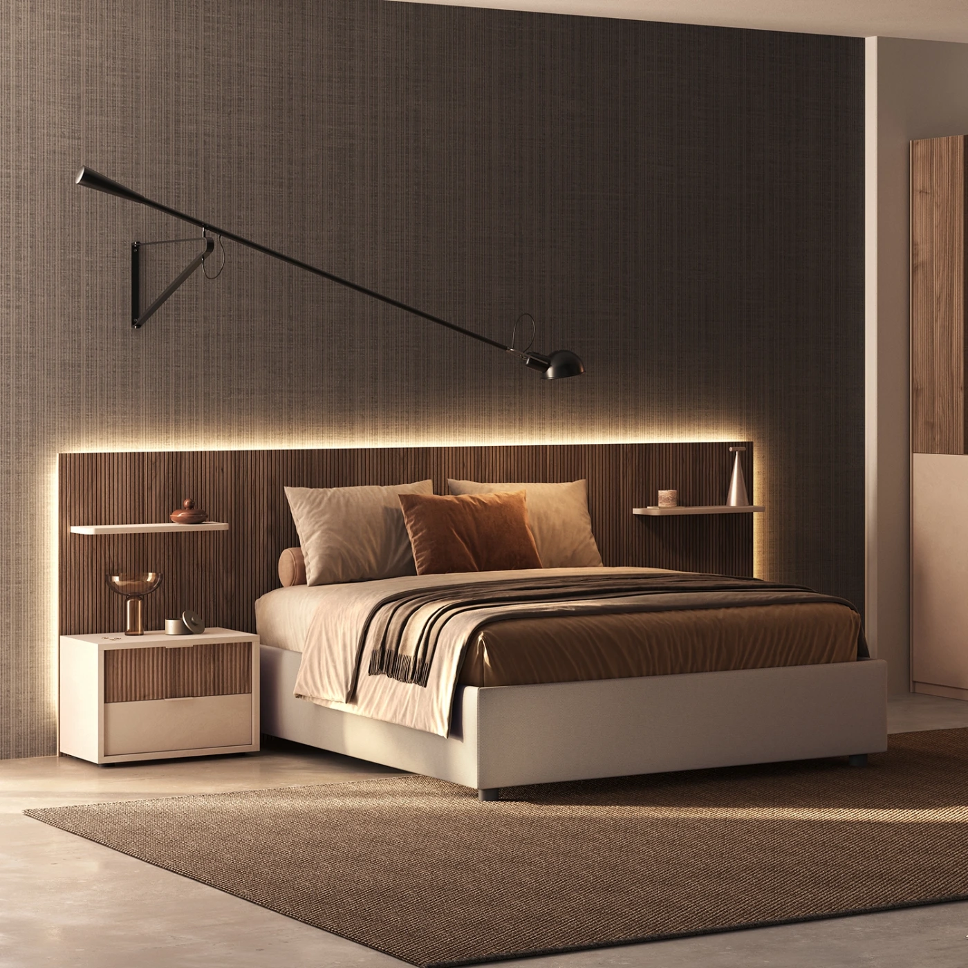 letto con testiera cannettata