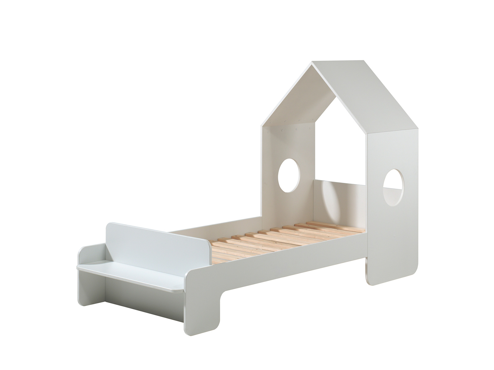 Letto singolo design casetta per bambini, bianco laccato
