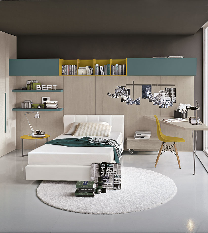 Letto ecopelle 1 piazza e mezza, finitura Bianco