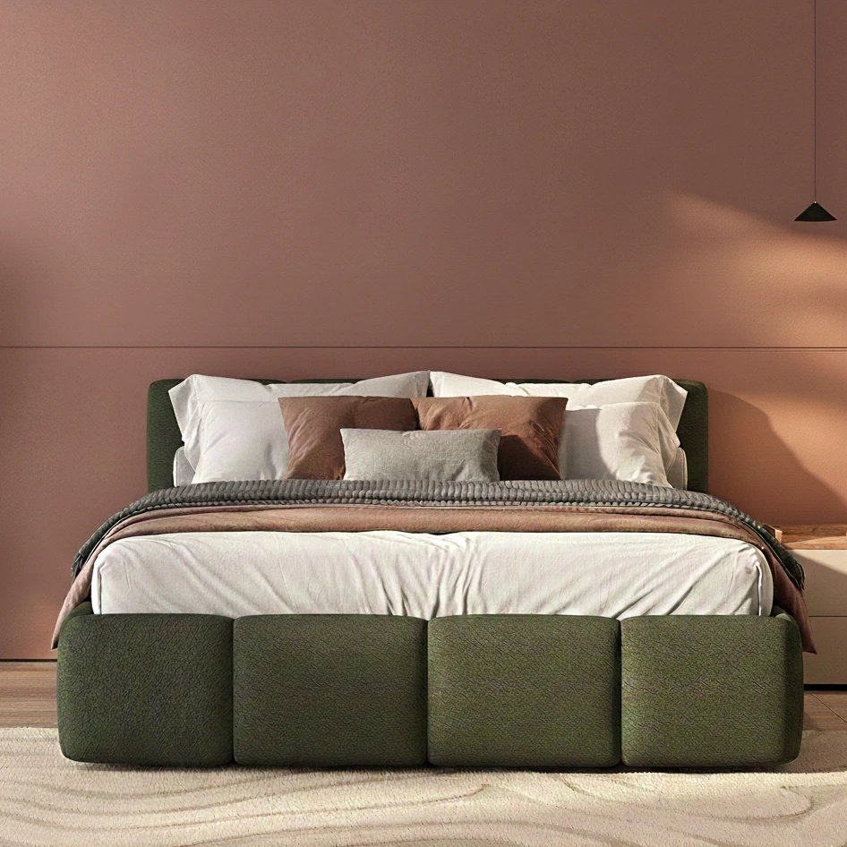 Letto matrimoniale bouclè Verde foresta, 160x195