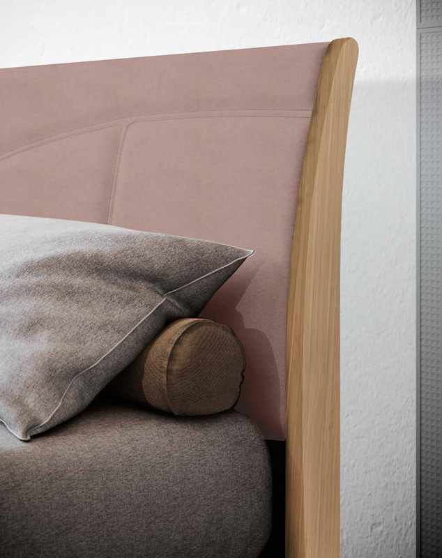 Letto matrimoniale Noce biondo e Rosa antico