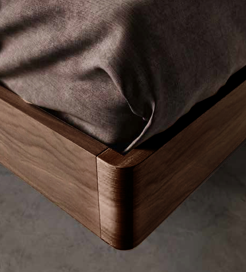 Letto in legno matrimoniale, finitura Noce moro