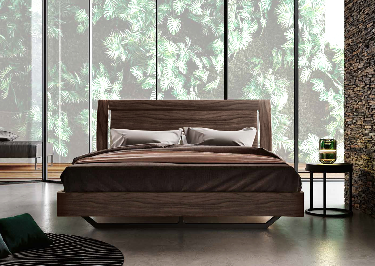 Letto in legno matrimoniale, finitura Noce moro