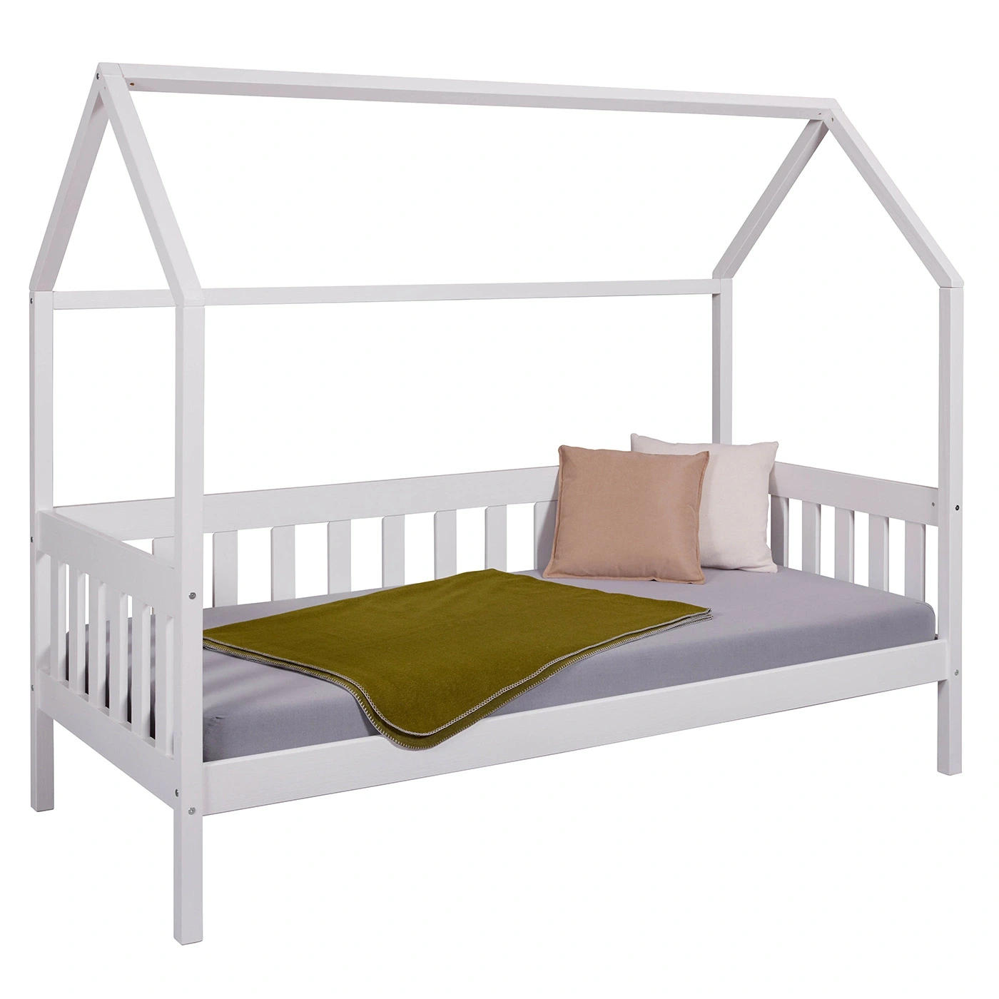 Letto montessoriano design a casetta, Bianco, 90x200 cm Zenzero Shop