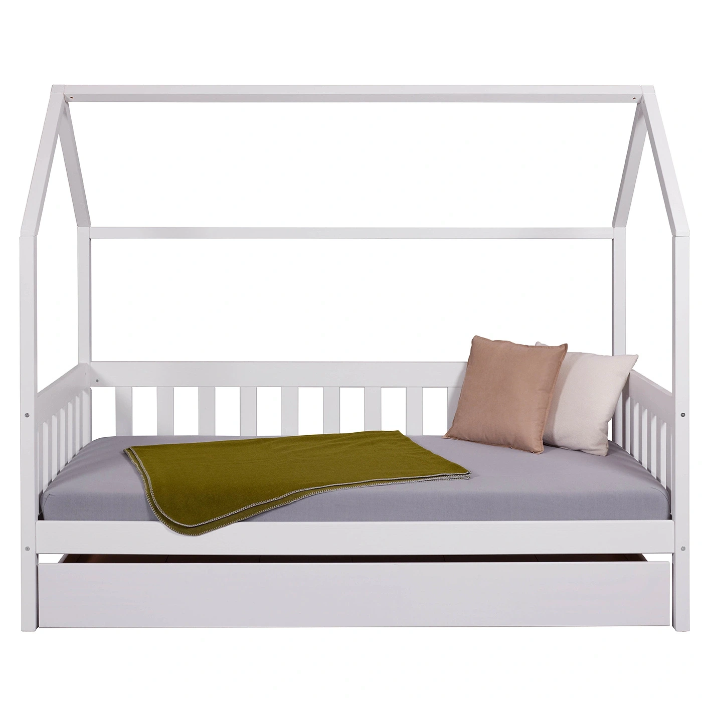Letto montessoriano design a casetta, Bianco, 90x200 cm Zenzero Shop