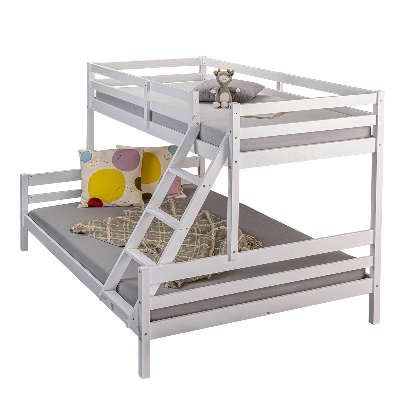 Letto a castello alla francese, 140x200 e 90x200, Bianco Zenzero Shop