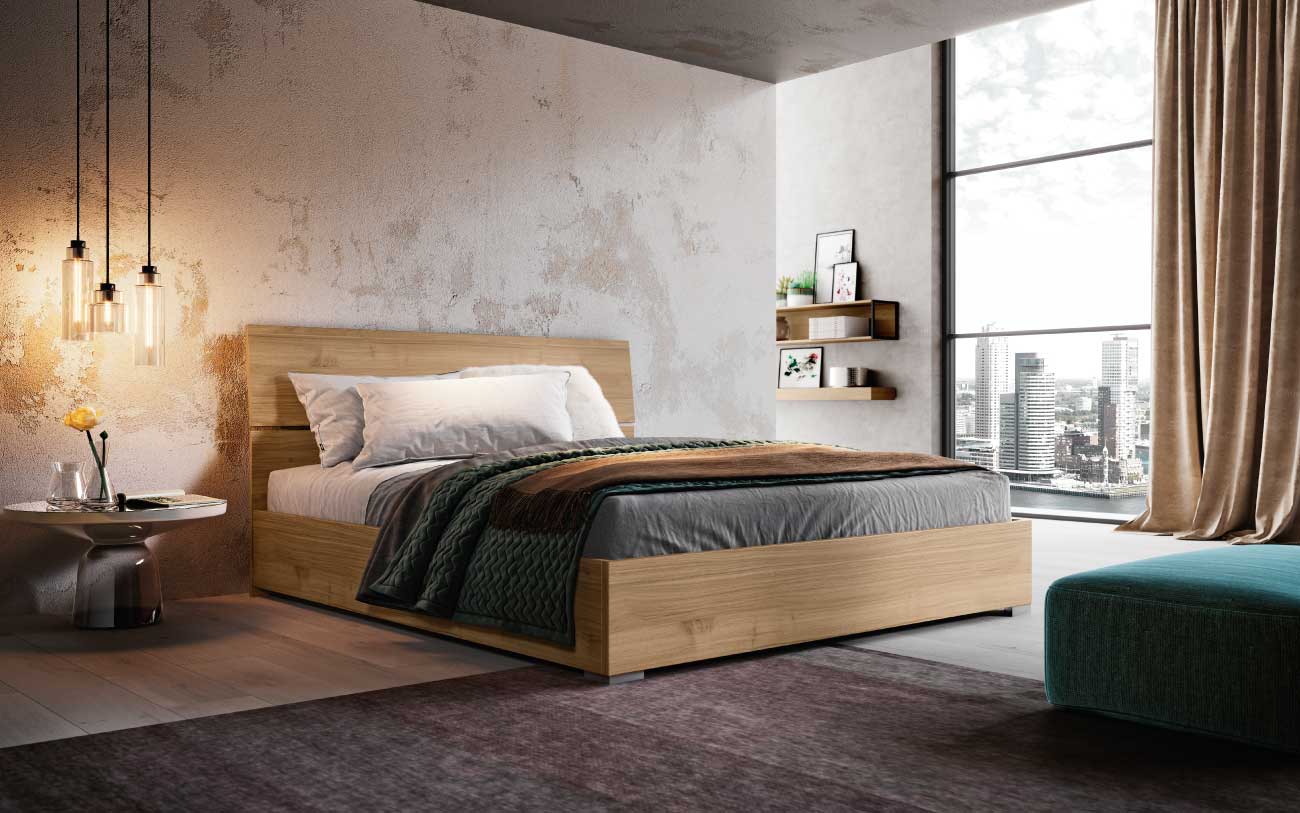 letto moderno noce biondo