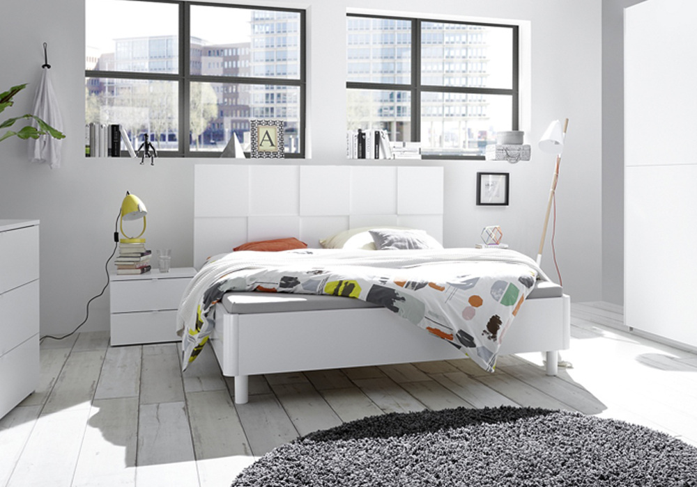 Camera da letto completa moderna in finitura bianco opaco armadio 220x210