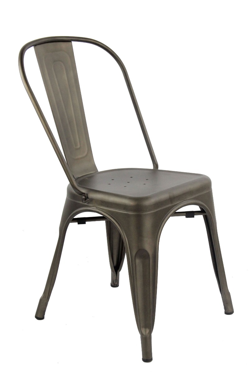 Sedia Stile Industry, struttura in metallo etnica colore canna di fucile