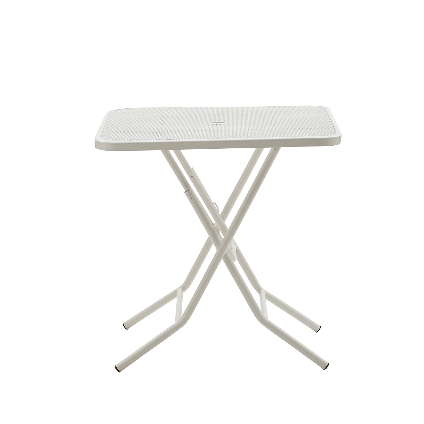 Tavolino in metallo con foro centrale, 72x72x72 h cm, color Bianco