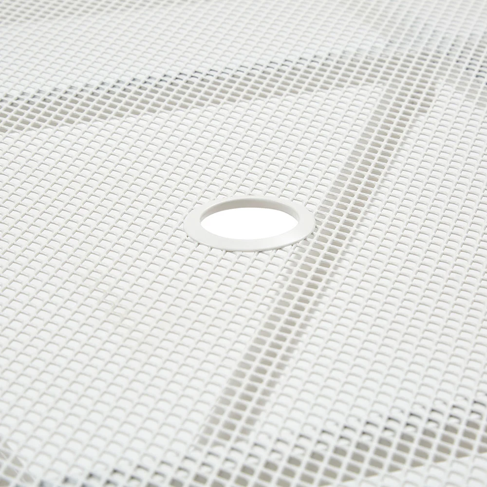 Tavolino in metallo con foro centrale, 72x72x72 h cm, color Bianco