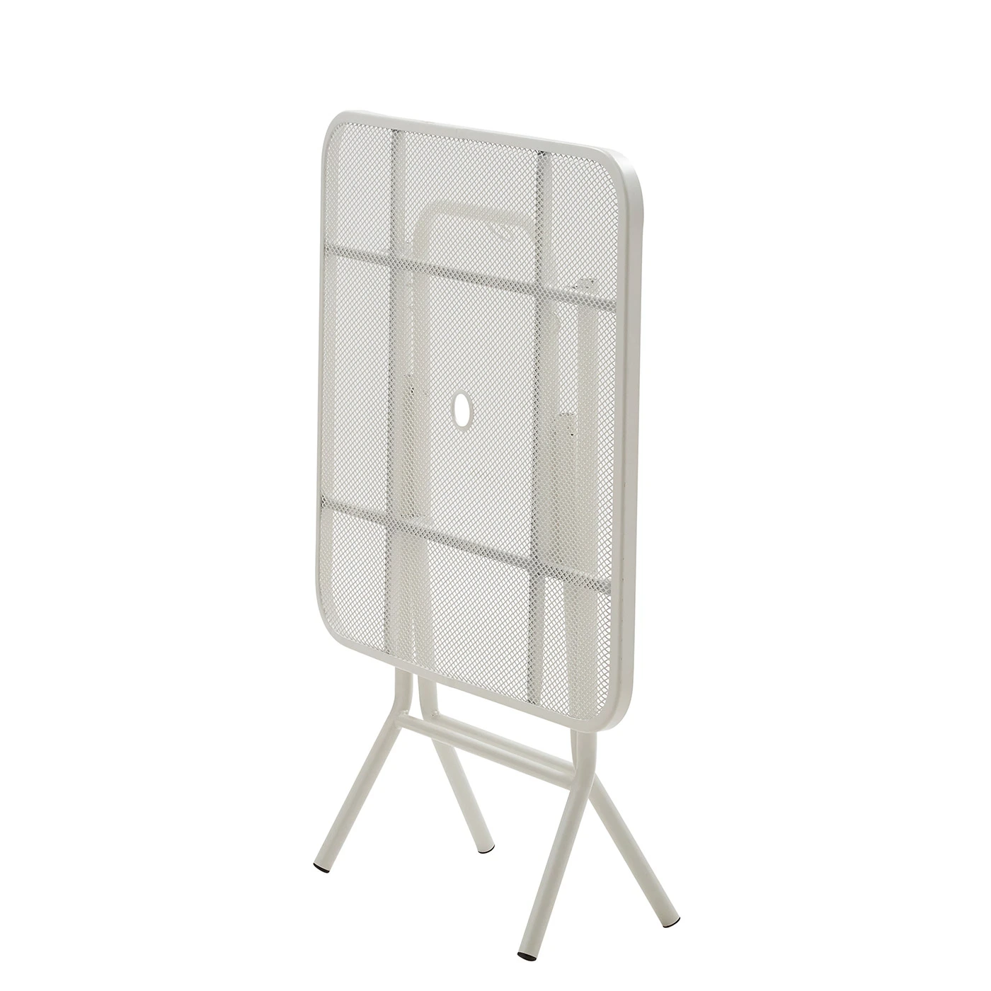 Tavolino in metallo con foro centrale, 72x72x72 h cm, color Bianco