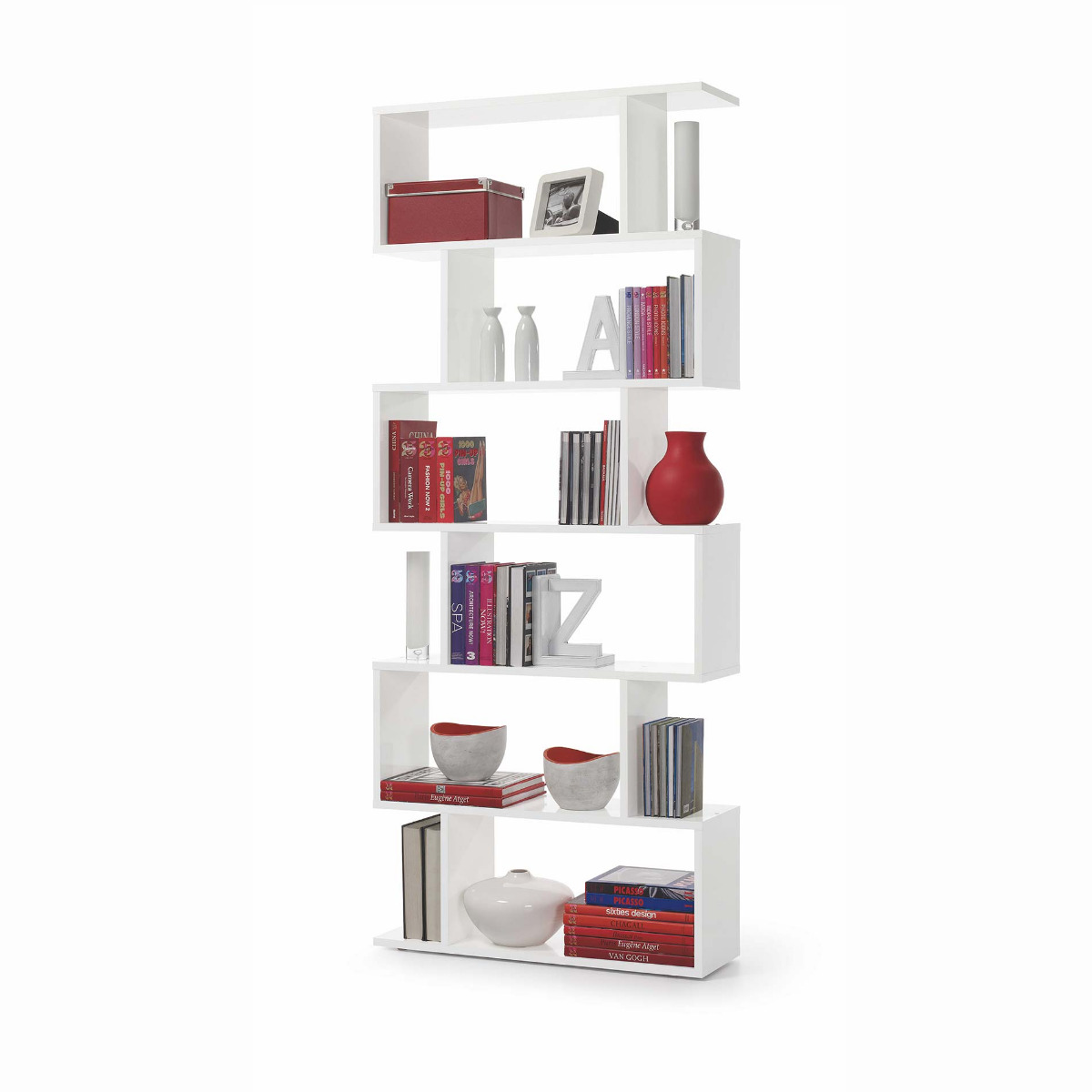 Libreria economica bianca a scala, verticale