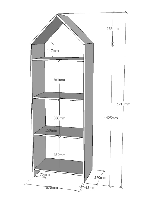 Armadietto libreria a giorno per camerette, finitura Bianco