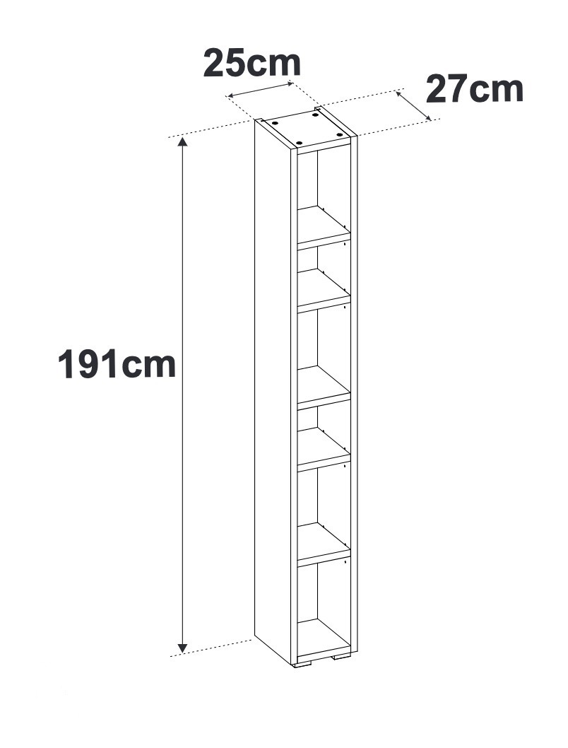 Libreria salvaspazio alta, 5 ripiani, finitura Bianco opaco 
