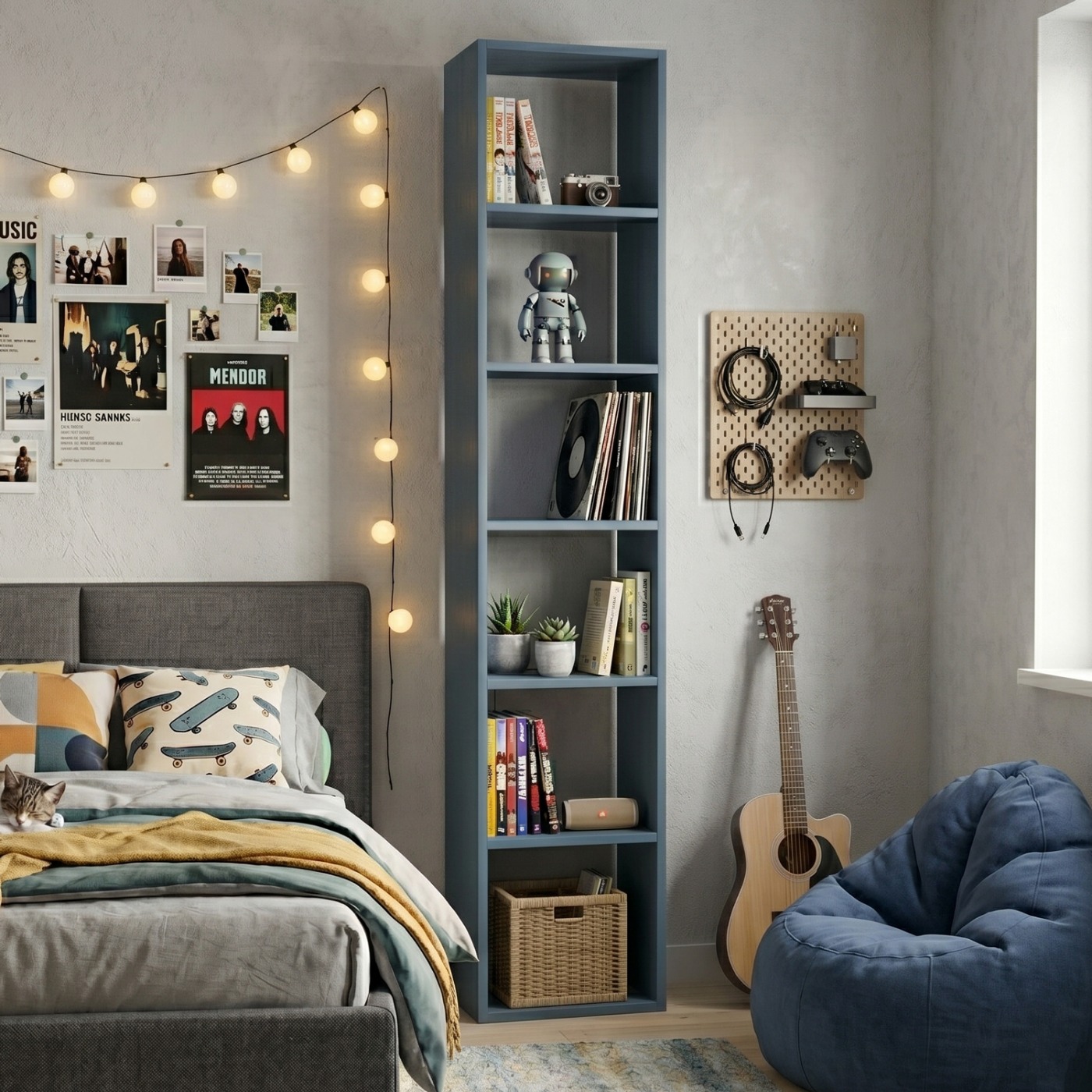 Libreria 5 ripiani, L.55 H.240, Blu navy