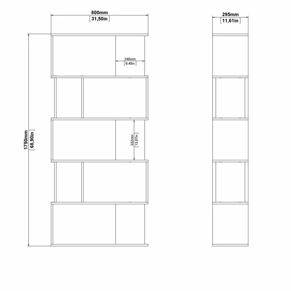 Libreria con ripiani 