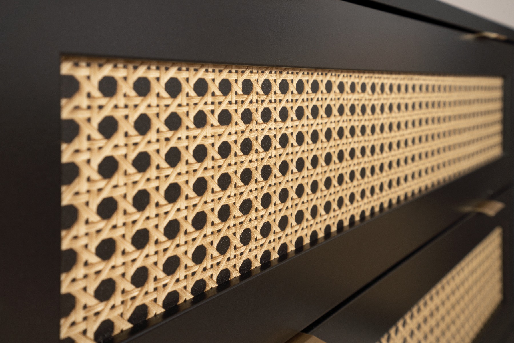 Scrivania Arendal con cassettiera, finitura Nero con dettagli Oro