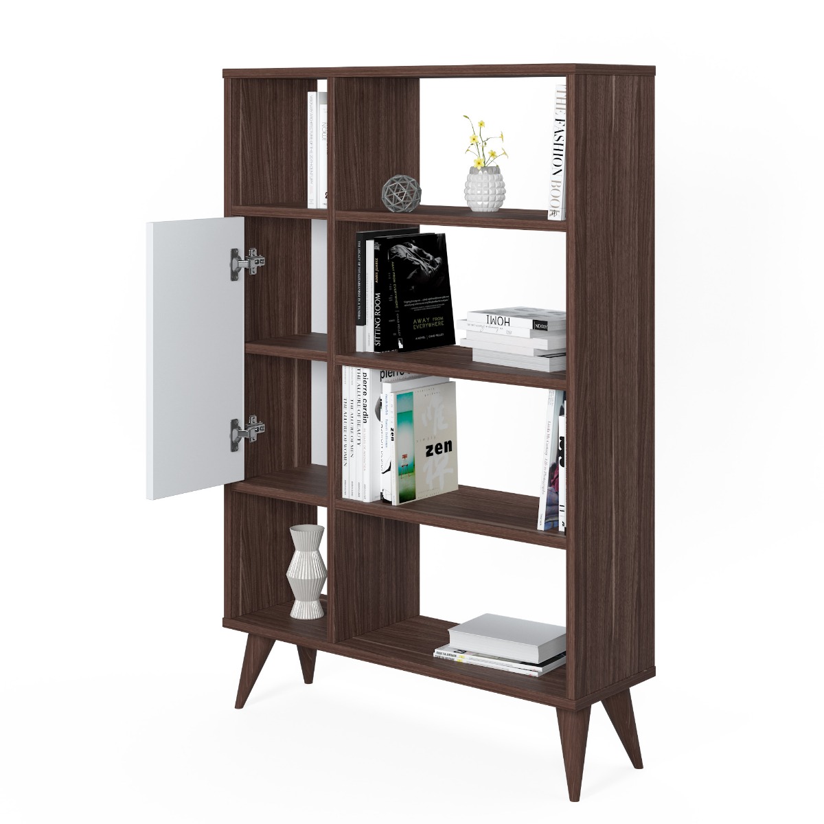 Libreria noce Ankara con anta bianca