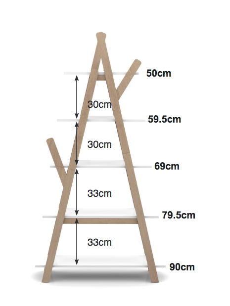 Libreria in stile nordico, finitura Bianco e Pino massello