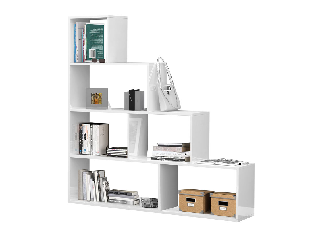 Moderna Libreria BOOK a scala, made in Italy, 4 ripiani
