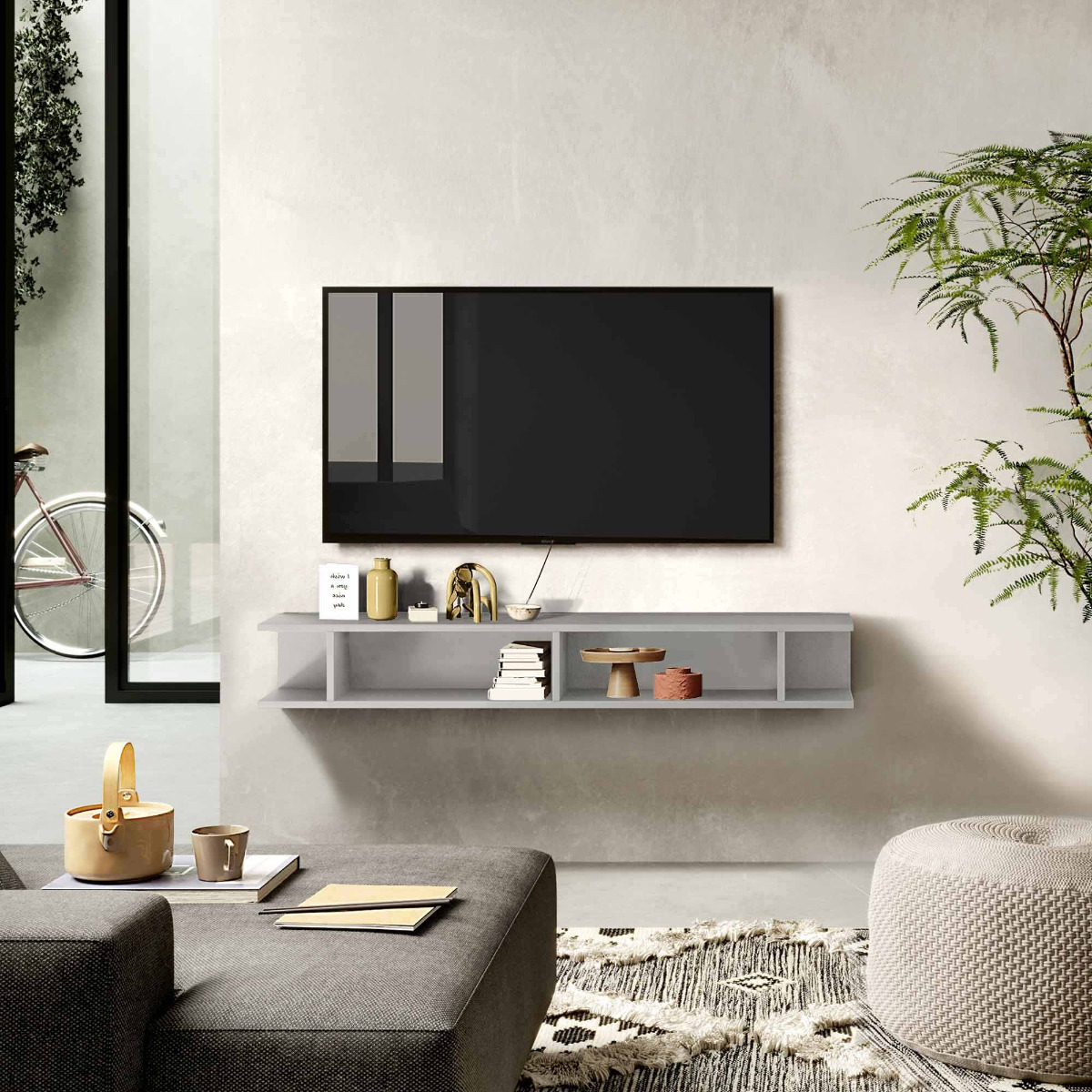 porta tv libreria finitura gesso