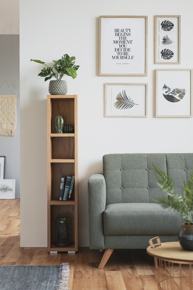 Conveniente Libreria salvaspazio finitura Rovere