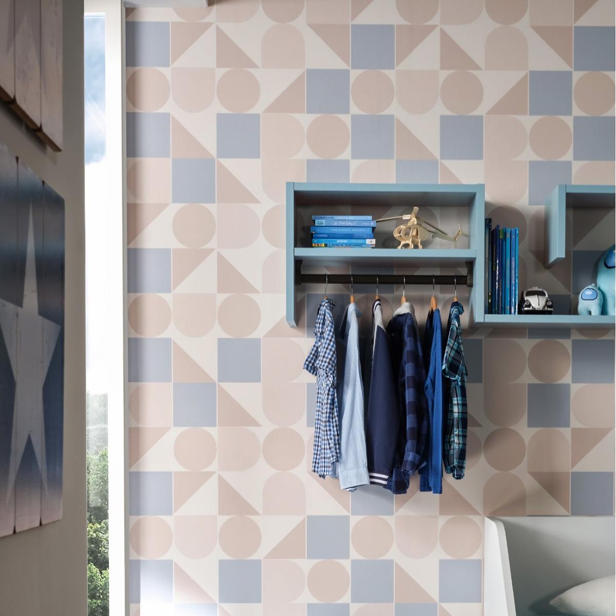 libreria sospesa azzurra per cameretta