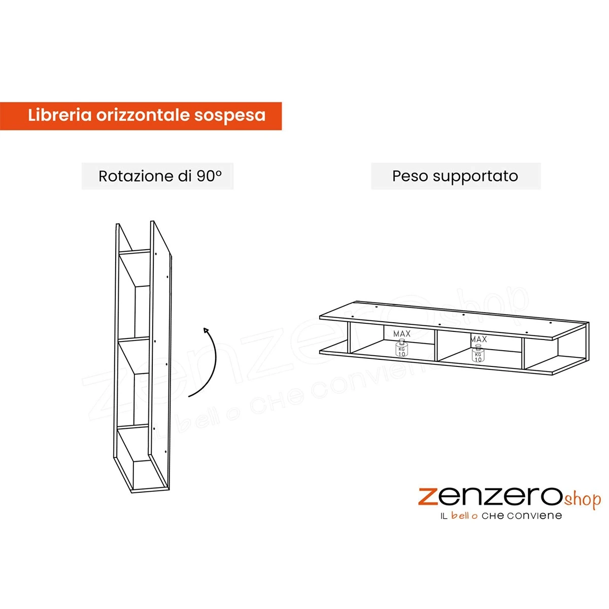 soggiorno con base e libreria