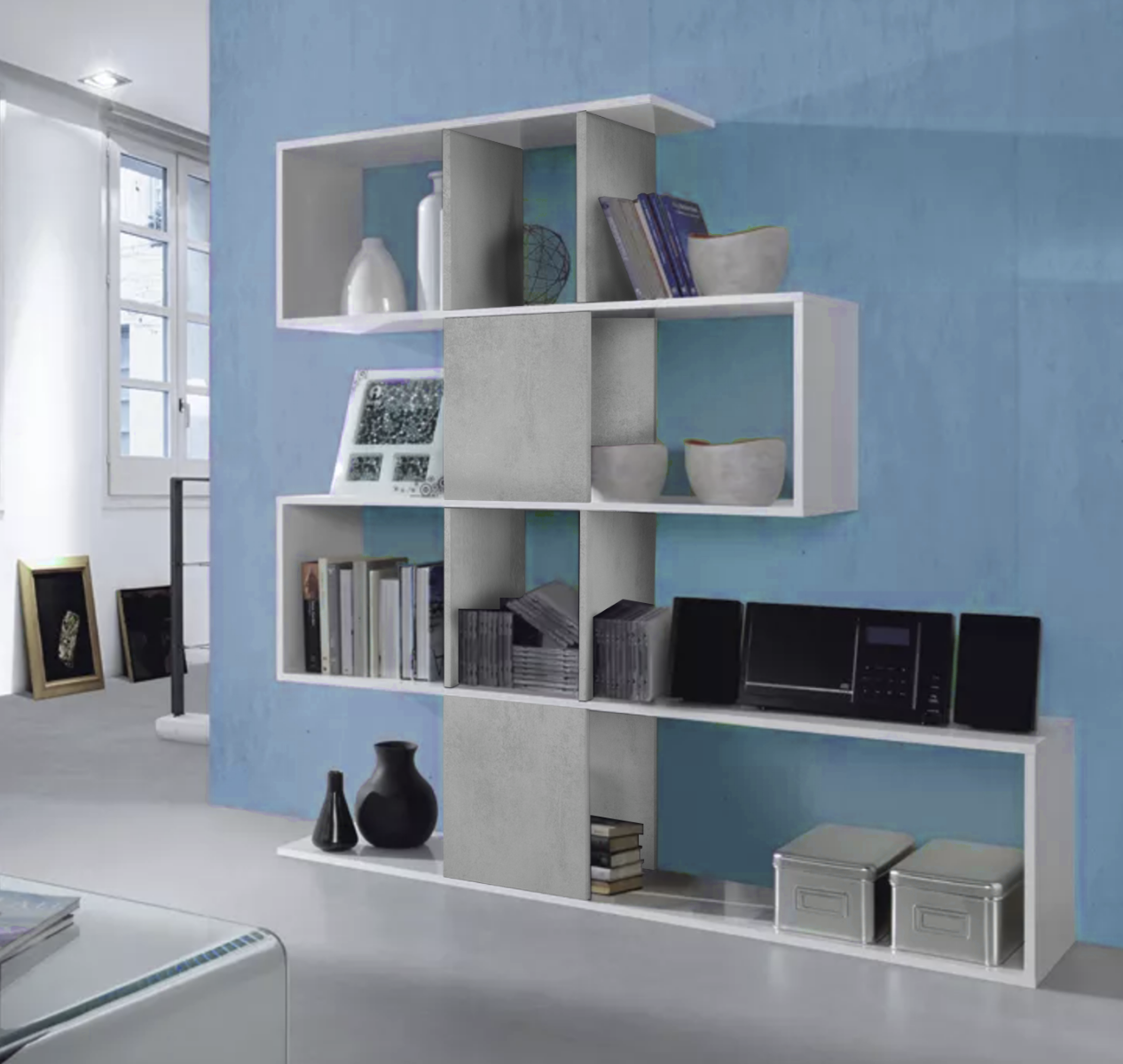 Libreria moderna Bianca e Cemento