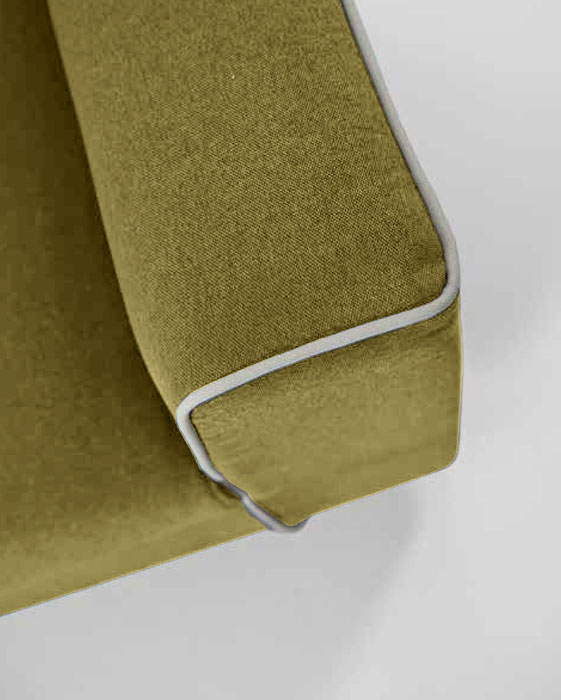 Divano letto Lionel a 3 posti, in tessuto sfoderabile Verde e bordino Grigio chiaro