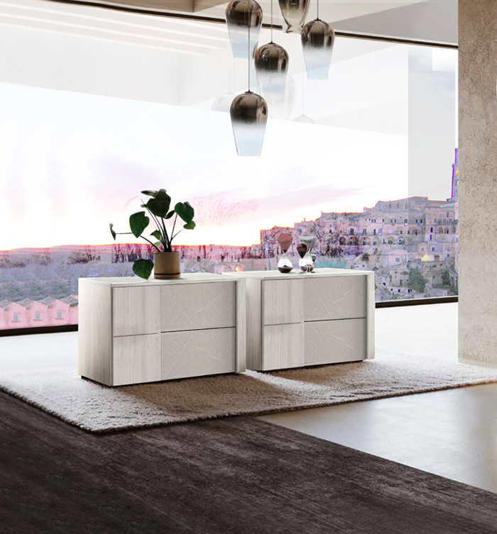 Set completo Santorini  in finitura Bianco altea e Graniglia chiara