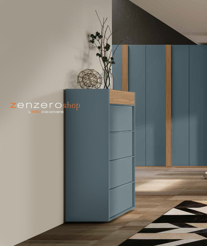 Settimino Bali bicolor in finitura Petrolio e Noce biondo