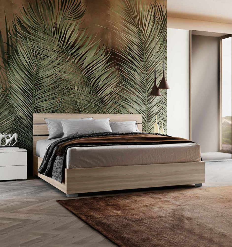 Letto matrimoniale moderno Zefiro, 160x190 in Olmo Natura