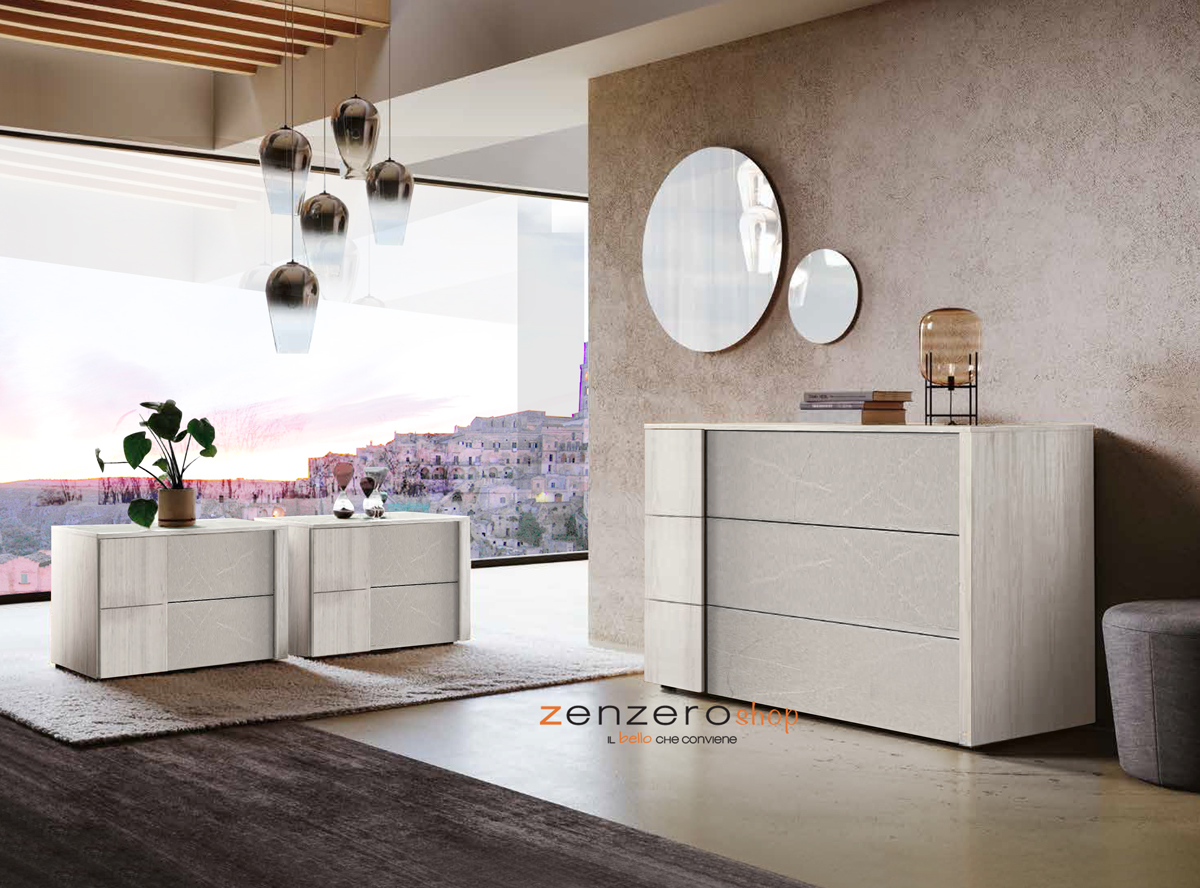 Set completo Santorini  in finitura Bianco altea e Graniglia chiara