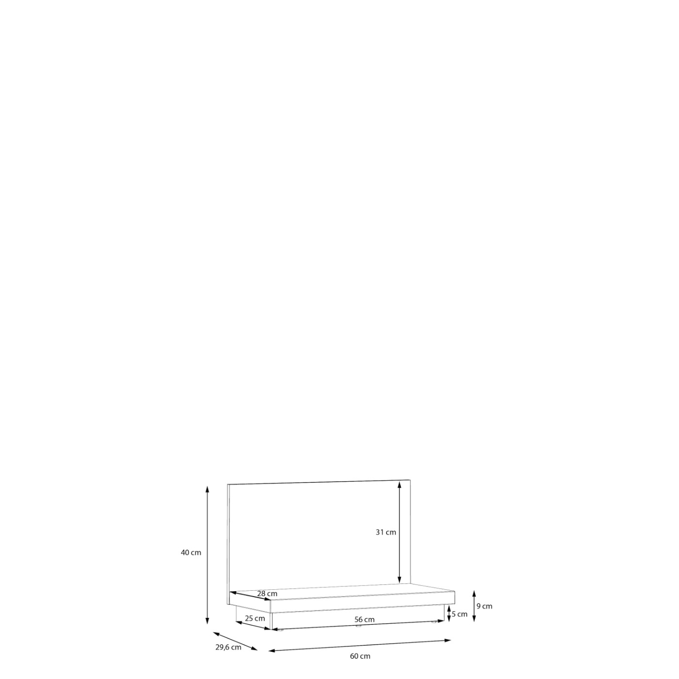 Mensola a terra, 60x40x30 h cm, Bianco gesso e Rovere valencia 