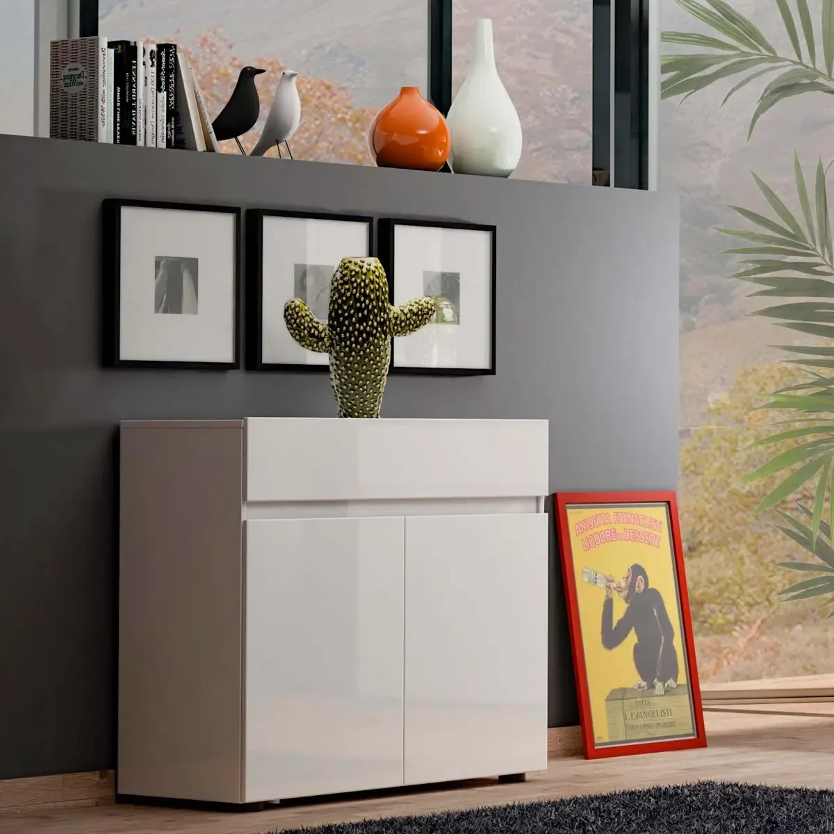 Sala moderna composta da 2 credenze di design